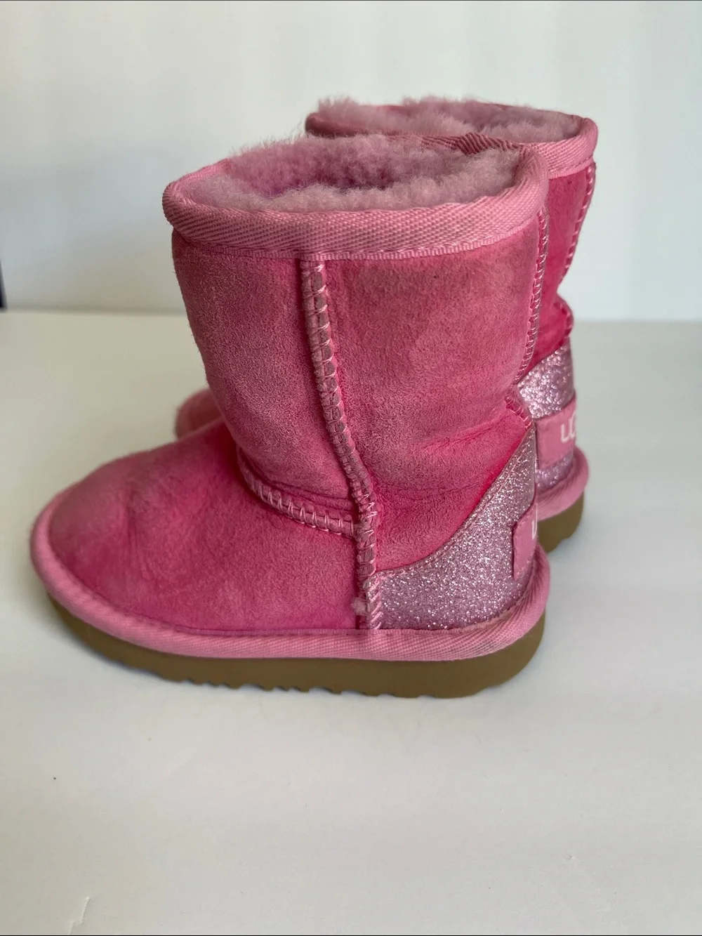 UGG pink suede glitter Sherpa boots 10